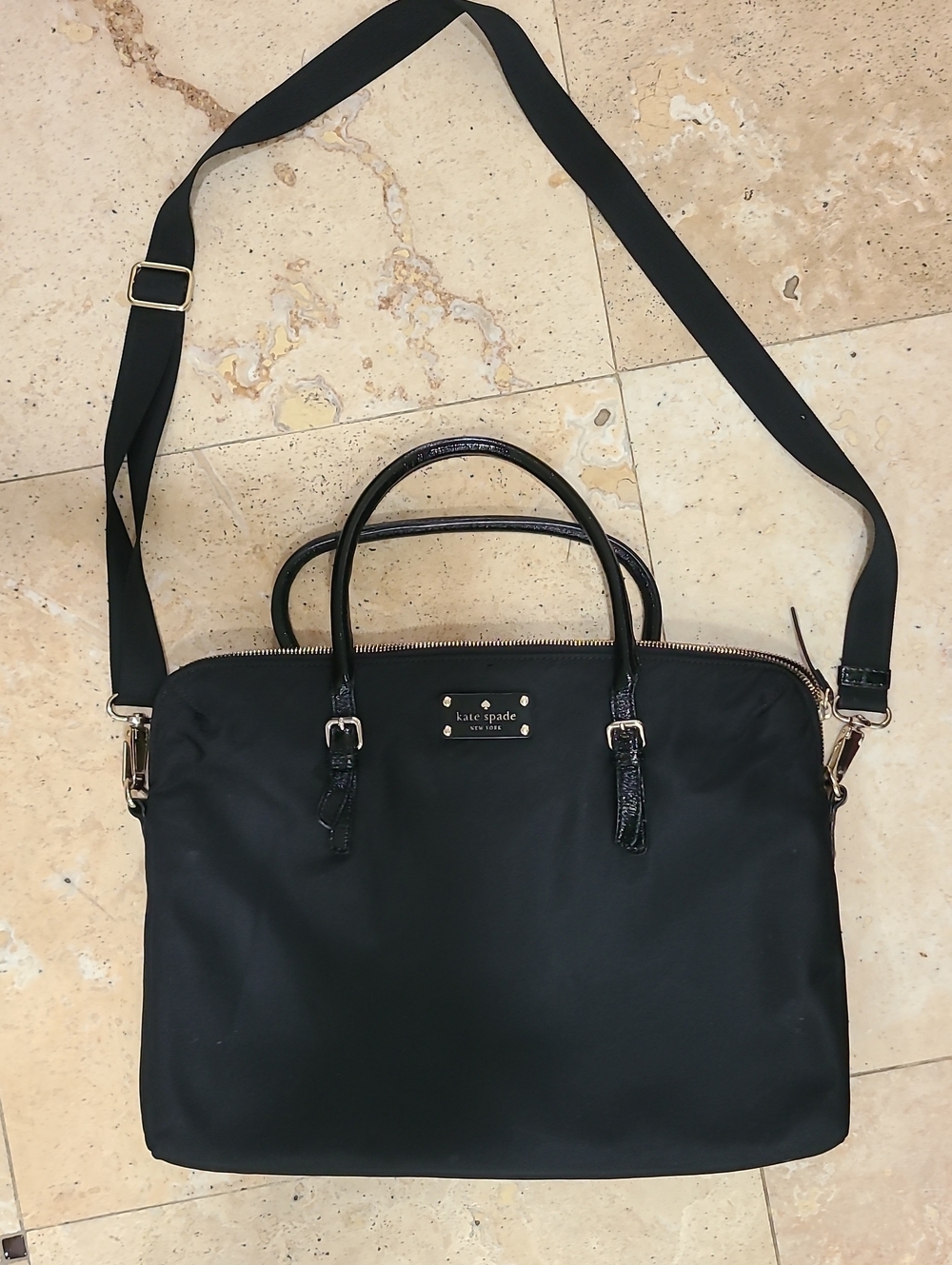 kate spade Black Nylon Laptop Briefcase with Gold Hardware